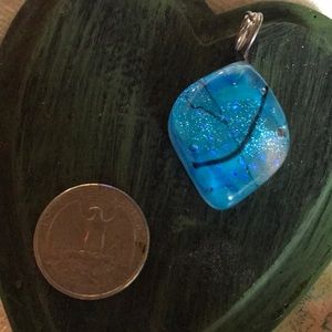 Blue handmade glass pendant
